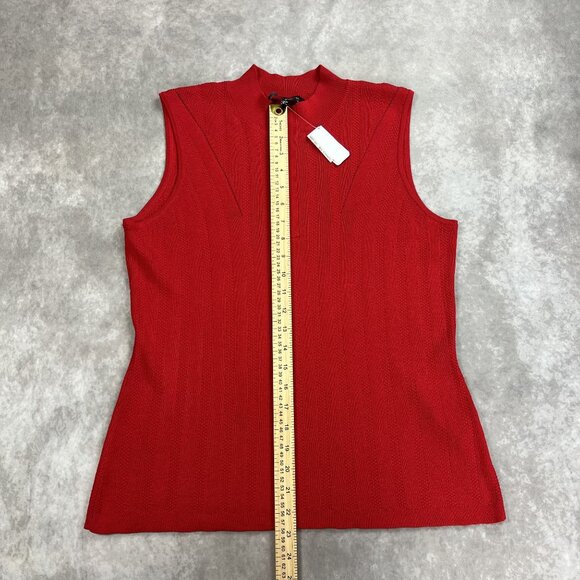 Ming Wang Sleeveless Red Knit Top Size L Rayon/Polyester Blend - Picture 2 of 9